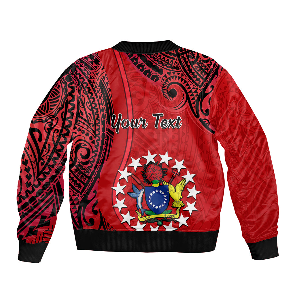 Personalised 20 July Atiu Island Gospel Day Sleeve Zip Bomber Jacket Cook Islands Tribal Pattern LT14 - Polynesian Pride
