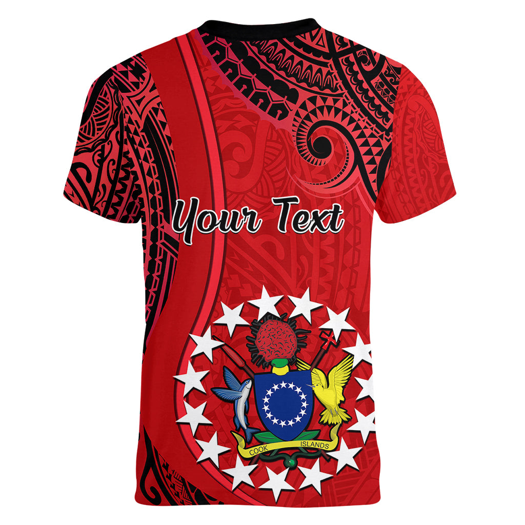 Personalised 20 July Atiu Island Gospel Day Women V Neck T Shirt Cook Islands Tribal Pattern LT14 - Polynesian Pride