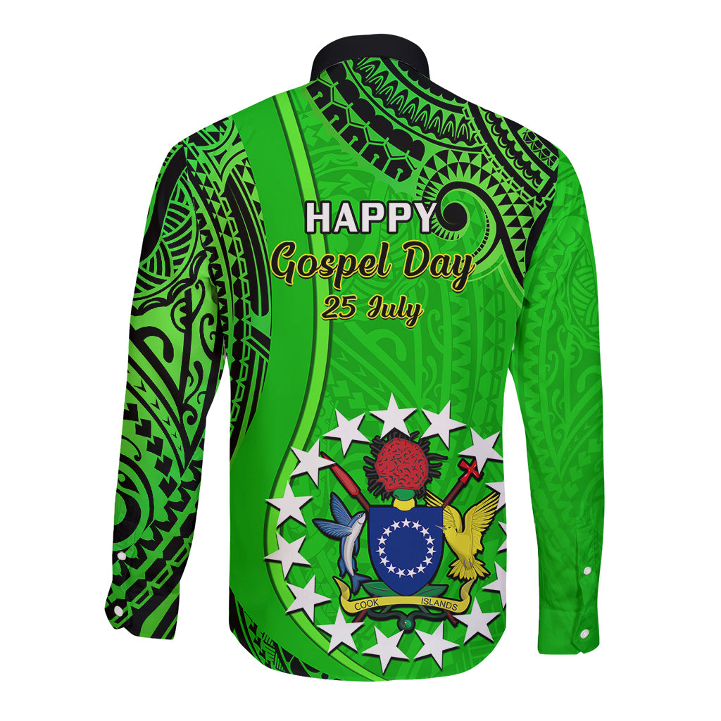 25 July Rarotonga Island Gospel Day Long Sleeve Button Shirt Cook Islands Tribal Pattern LT14 - Polynesian Pride