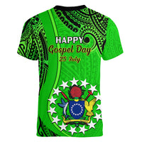 25 July Rarotonga Island Gospel Day Women V Neck T Shirt Cook Islands Tribal Pattern LT14 - Polynesian Pride