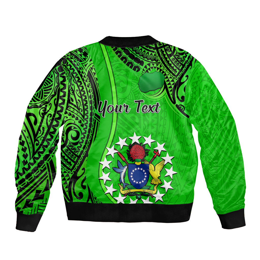 Personalised 25 July Rarotonga Island Gospel Day Sleeve Zip Bomber Jacket Cook Islands Tribal Pattern LT14 - Polynesian Pride