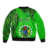Personalised 25 July Rarotonga Island Gospel Day Sleeve Zip Bomber Jacket Cook Islands Tribal Pattern LT14 - Polynesian Pride