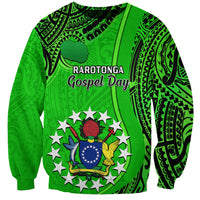 Personalised 25 July Rarotonga Island Gospel Day Sweatshirt Cook Islands Tribal Pattern LT14 Unisex Green - Polynesian Pride