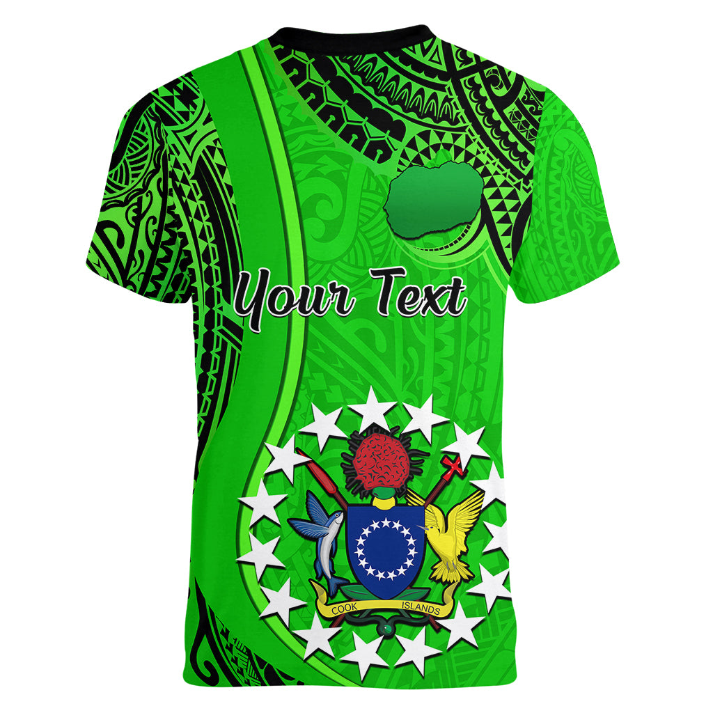 Personalised 25 July Rarotonga Island Gospel Day Women V Neck T Shirt Cook Islands Tribal Pattern LT14 - Polynesian Pride