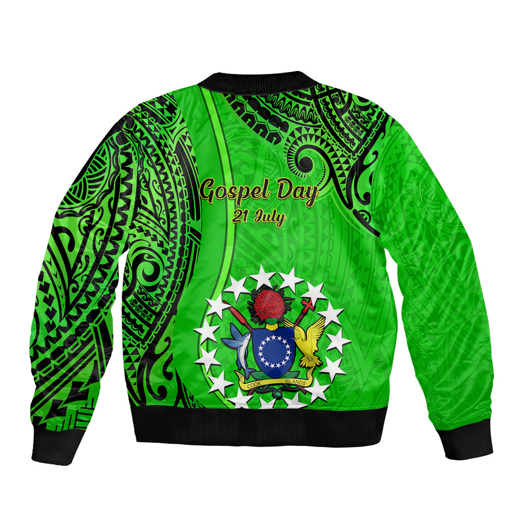 21 July Mitiaro Island Gospel Day Bomber Jacket Cook Islands Tribal Pattern LT14 - Polynesian Pride