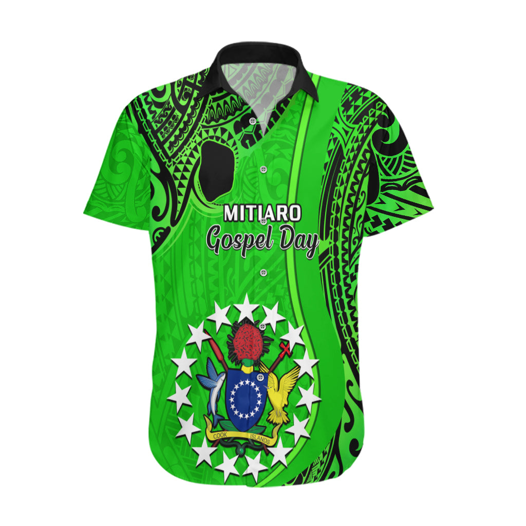 21 July Mitiaro Island Gospel Day Hawaiian Shirt Cook Islands Tribal Pattern LT14 Green - Polynesian Pride