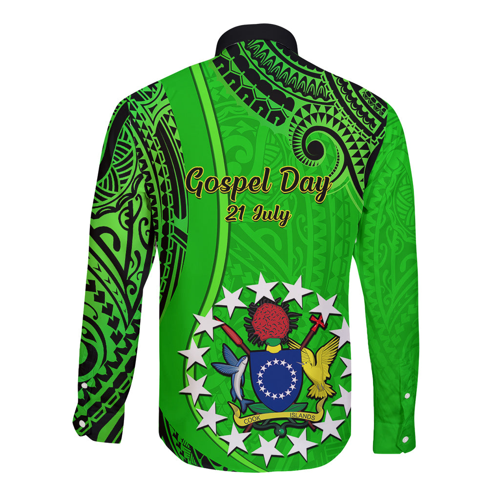 21 July Mitiaro Island Gospel Day Long Sleeve Button Shirt Cook Islands Tribal Pattern LT14 - Polynesian Pride