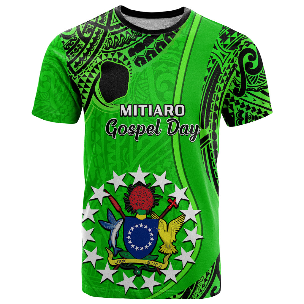 21 July Mitiaro Island Gospel Day T Shirt Cook Islands Tribal Pattern LT14 Green - Polynesian Pride