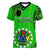 21 July Mitiaro Island Gospel Day Women V Neck T Shirt Cook Islands Tribal Pattern LT14 Female Green - Polynesian Pride