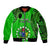 Personalised 21 July Mitiaro Island Gospel Day Sleeve Zip Bomber Jacket Cook Islands Tribal Pattern LT14 Unisex Green - Polynesian Pride