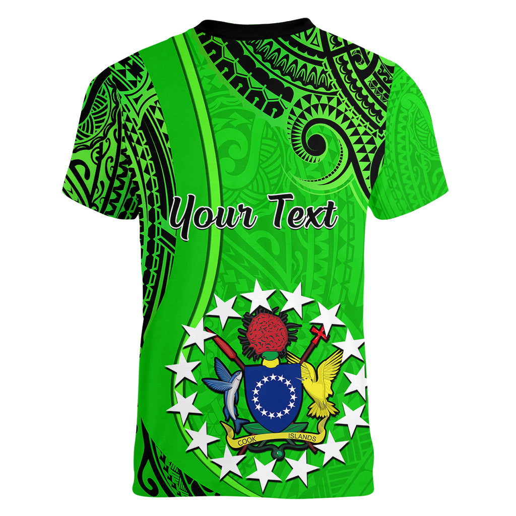 Personalised 21 July Mitiaro Island Gospel Day Women V Neck T Shirt Cook Islands Tribal Pattern LT14 - Polynesian Pride