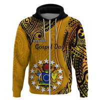 8 August Manihiki Island Gospel Day Hoodie Cook Islands Tribal Pattern LT14 Zip Hoodie Gold - Polynesian Pride