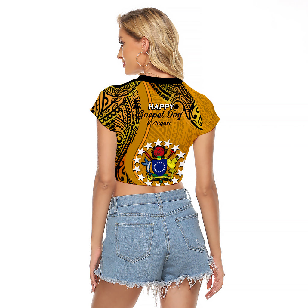 8 August Manihiki Island Gospel Day Raglan Cropped T Shirt Cook Islands Tribal Pattern LT14 - Polynesian Pride