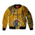 8 August Manihiki Island Gospel Day Sleeve Zip Bomber Jacket Cook Islands Tribal Pattern LT14 Unisex Gold - Polynesian Pride