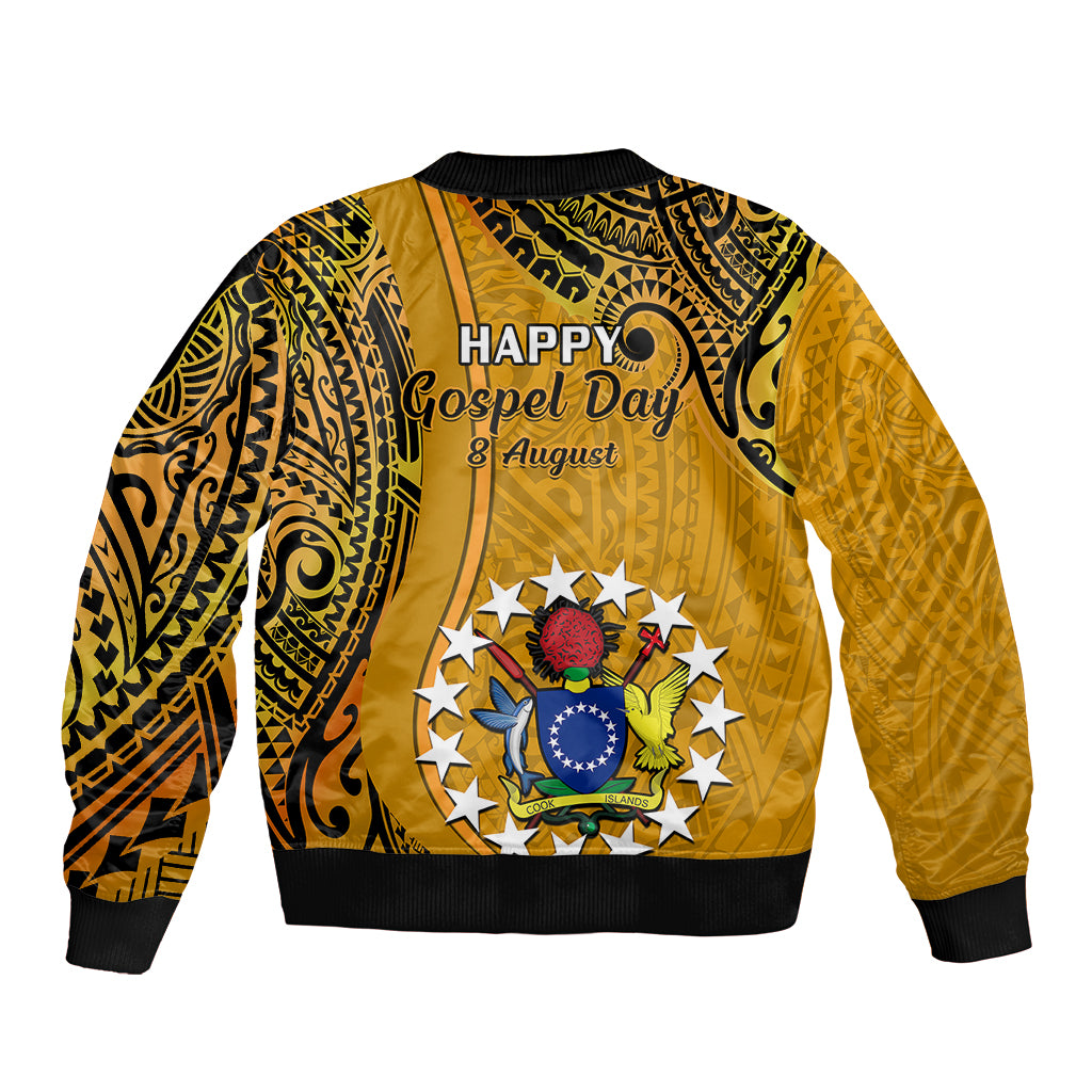 8 August Manihiki Island Gospel Day Sleeve Zip Bomber Jacket Cook Islands Tribal Pattern LT14 - Polynesian Pride