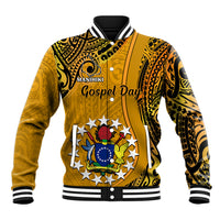 Personalised 8 August Manihiki Island Gospel Day Baseball Jacket Cook Islands Tribal Pattern LT14 Unisex Gold - Polynesian Pride