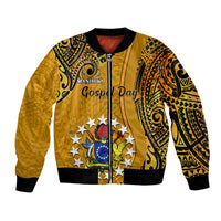 Personalised 8 August Manihiki Island Gospel Day Bomber Jacket Cook Islands Tribal Pattern LT14 Unisex Gold - Polynesian Pride