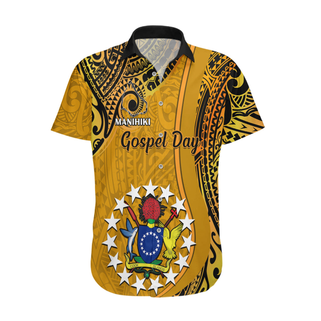 Personalised 8 August Manihiki Island Gospel Day Hawaiian Shirt Cook Islands Tribal Pattern LT14 Gold - Polynesian Pride