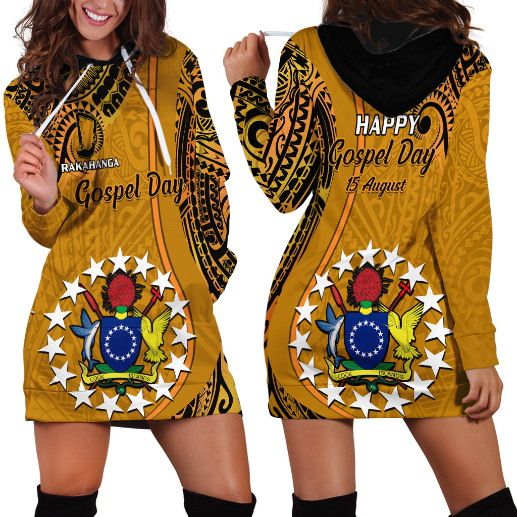 15 August Rakahanga Island Gospel Day Hoodie Dress Cook Islands Tribal Pattern LT14 - Polynesian Pride