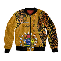 15 August Rakahanga Island Gospel Day Sleeve Zip Bomber Jacket Cook Islands Tribal Pattern LT14 Unisex Orange - Polynesian Pride