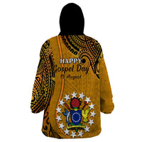 15 August Rakahanga Island Gospel Day Wearable Blanket Hoodie Cook Islands Tribal Pattern LT14 - Polynesian Pride