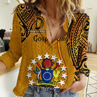 15 August Rakahanga Island Gospel Day Women Casual Shirt Cook Islands Tribal Pattern LT14 Female Orange - Polynesian Pride