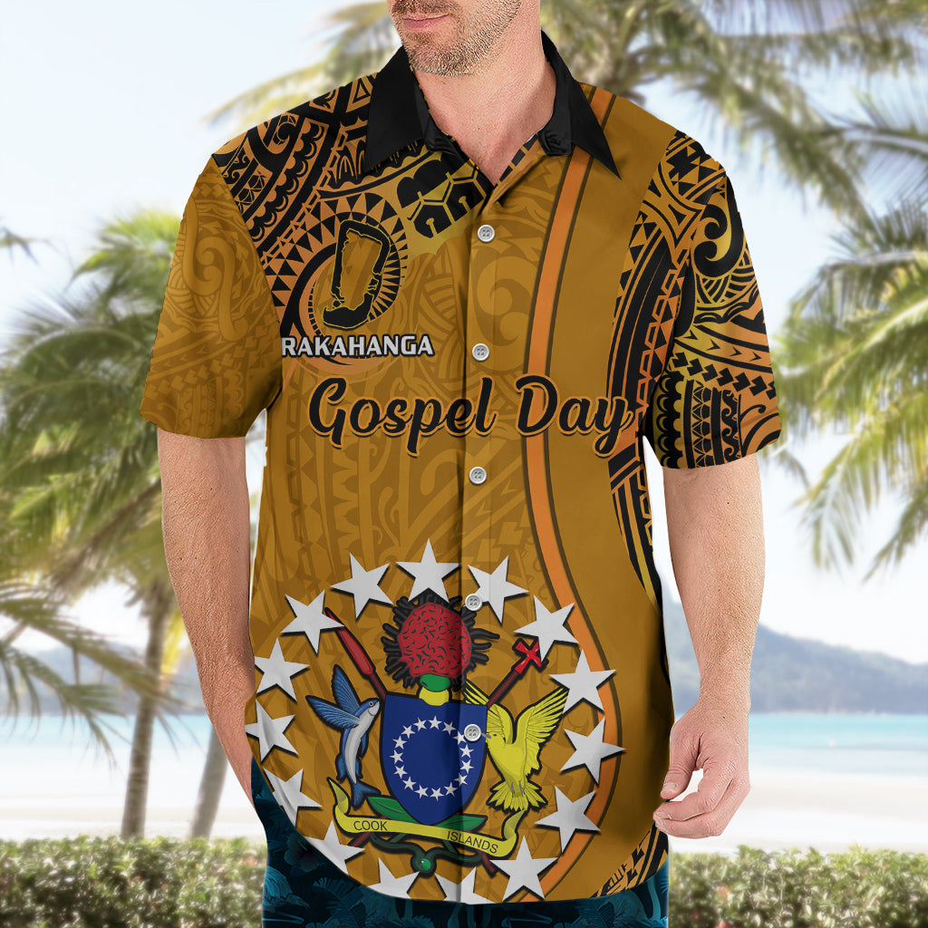 Personalised 15 August Rakahanga Island Gospel Day Hawaiian Shirt Cook Islands Tribal Pattern LT14 - Polynesian Pride