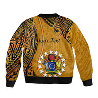 Personalised 15 August Rakahanga Island Gospel Day Sleeve Zip Bomber Jacket Cook Islands Tribal Pattern LT14 - Polynesian Pride