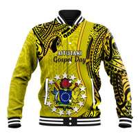 27 October Aitutaki Island Gospel Day Baseball Jacket Cook Islands Tribal Pattern LT14 Unisex Gold - Polynesian Pride