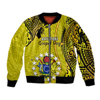 27 October Aitutaki Island Gospel Day Sleeve Zip Bomber Jacket Cook Islands Tribal Pattern LT14 Unisex Gold - Polynesian Pride