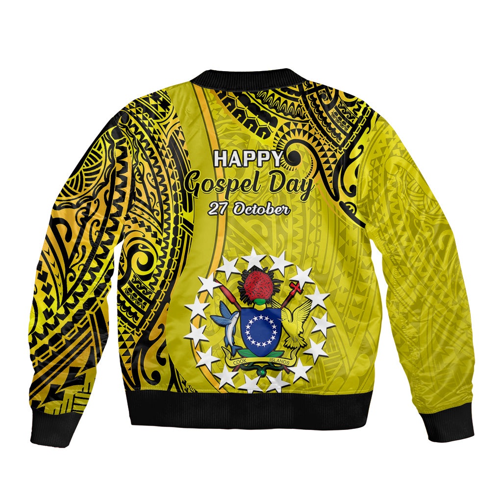 27 October Aitutaki Island Gospel Day Sleeve Zip Bomber Jacket Cook Islands Tribal Pattern LT14 - Polynesian Pride