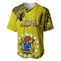 Personalised 27 October Aitutaki Island Gospel Day Baseball Jersey Cook Islands Tribal Pattern LT14 Gold - Polynesian Pride