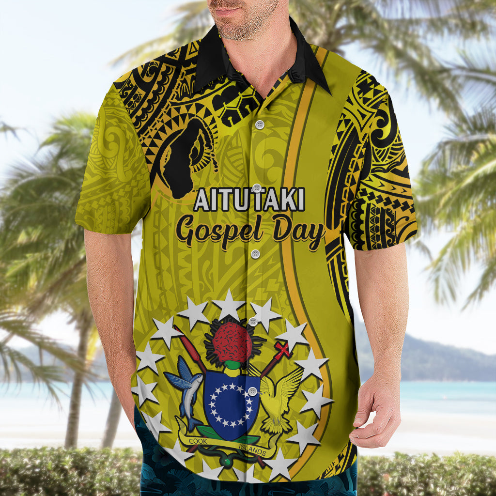 Personalised 27 October Aitutaki Island Gospel Day Hawaiian Shirt Cook Islands Tribal Pattern LT14 - Polynesian Pride