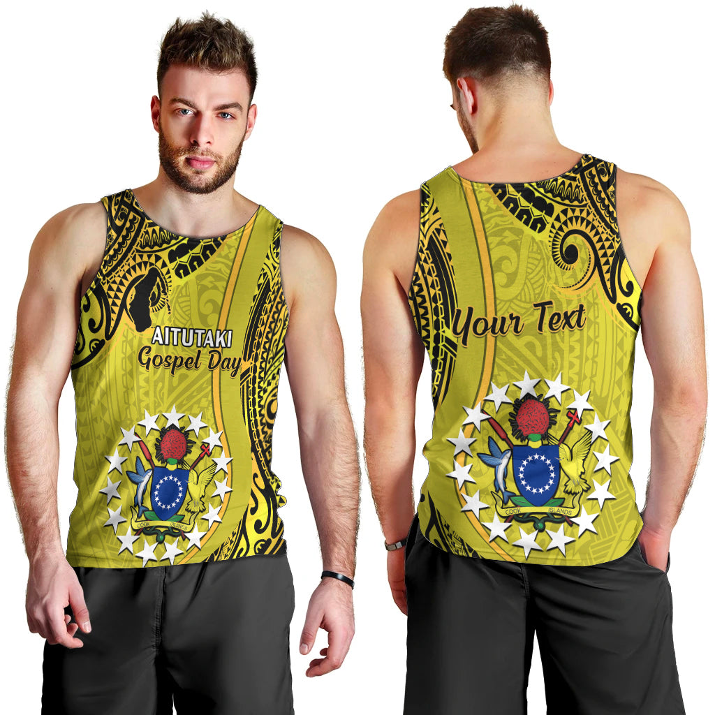 Personalised 27 October Aitutaki Island Gospel Day Men Tank Top Cook Islands Tribal Pattern LT14 - Polynesian Pride