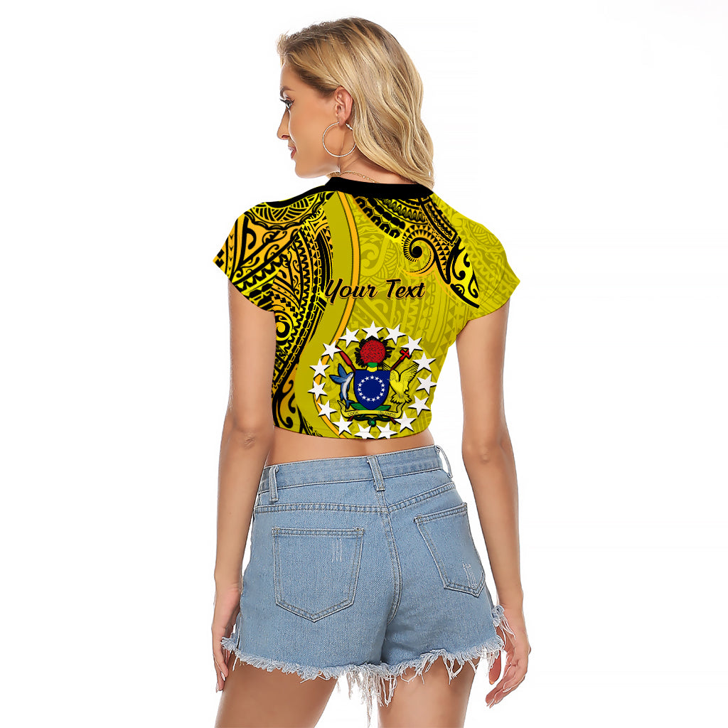 Personalised 27 October Aitutaki Island Gospel Day Raglan Cropped T Shirt Cook Islands Tribal Pattern LT14 - Polynesian Pride