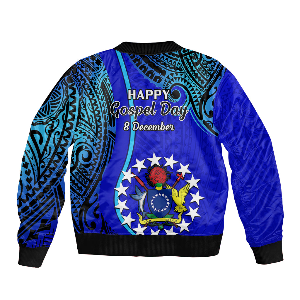 8 December Pukapuka Island Gospel Day Sleeve Zip Bomber Jacket Cook Islands Tribal Pattern LT14 - Polynesian Pride