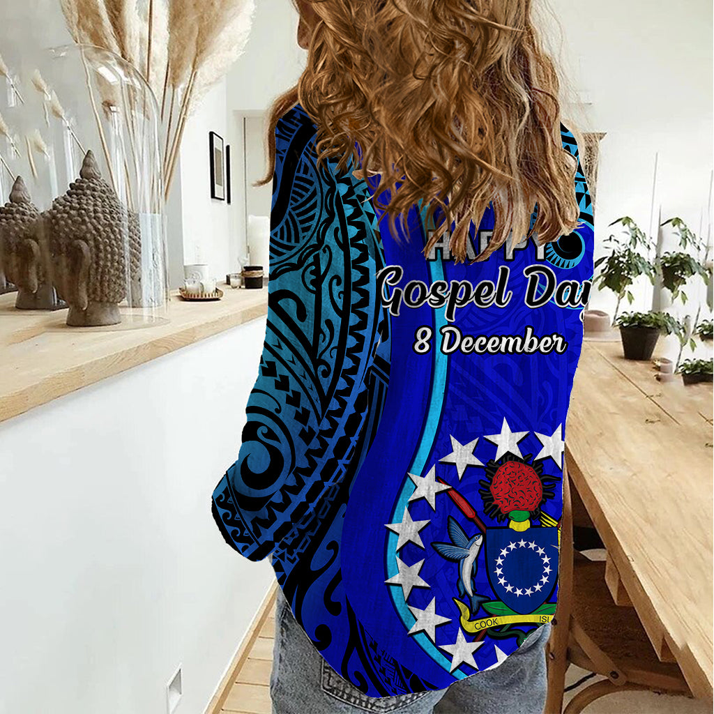 8 December Pukapuka Island Gospel Day Women Casual Shirt Cook Islands Tribal Pattern LT14 - Polynesian Pride