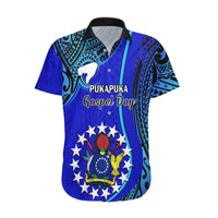 Personalised 8 December Pukapuka Island Gospel Day Hawaiian Shirt Cook Islands Tribal Pattern LT14 Blue - Polynesian Pride
