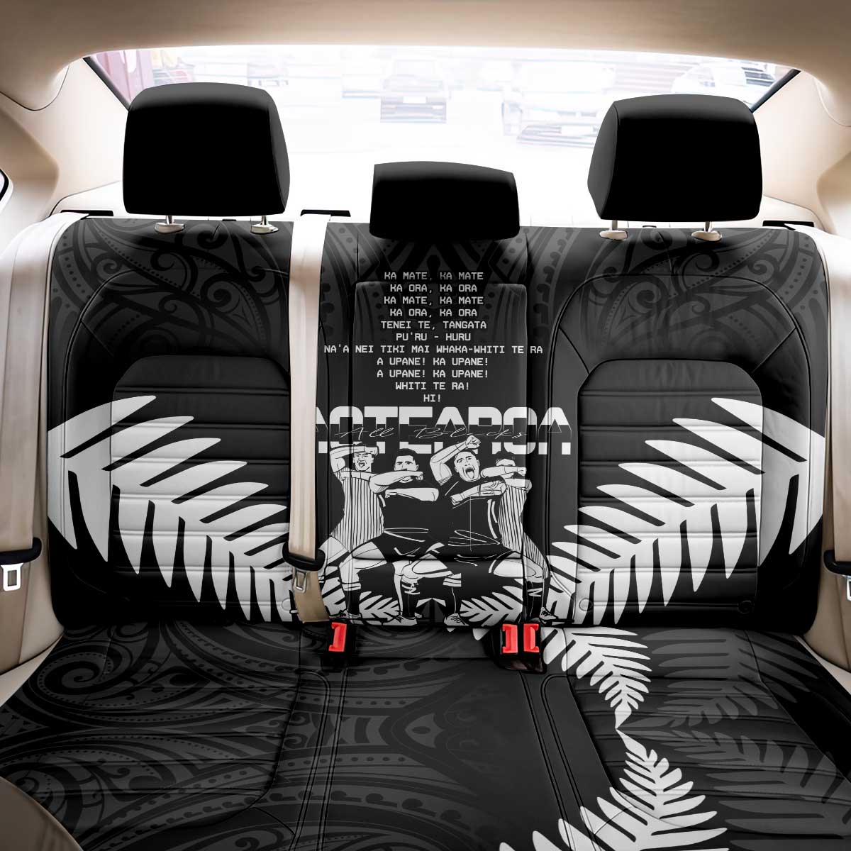 New Zealand Silver Fern Rugby Back Car Seat Cover Haka Dance With Aotearoa Maori Pattern