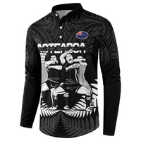 New Zealand Silver Fern Rugby Button Sweatshirt Haka Dance With Aotearoa Maori Pattern