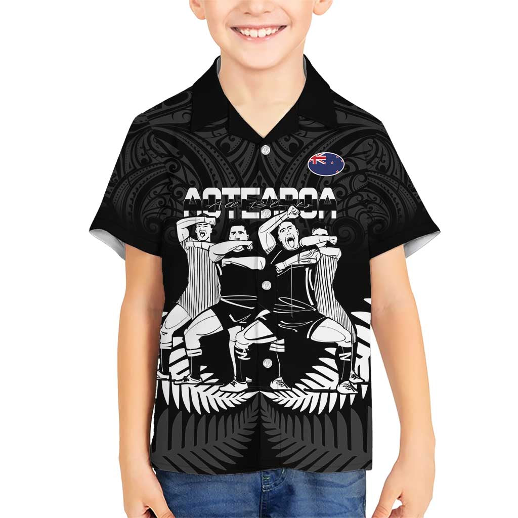 New Zealand Silver Fern Rugby Family Matching Short Sleeve Bodycon Dress and Hawaiian Shirt Haka Dance With Aotearoa Maori Pattern