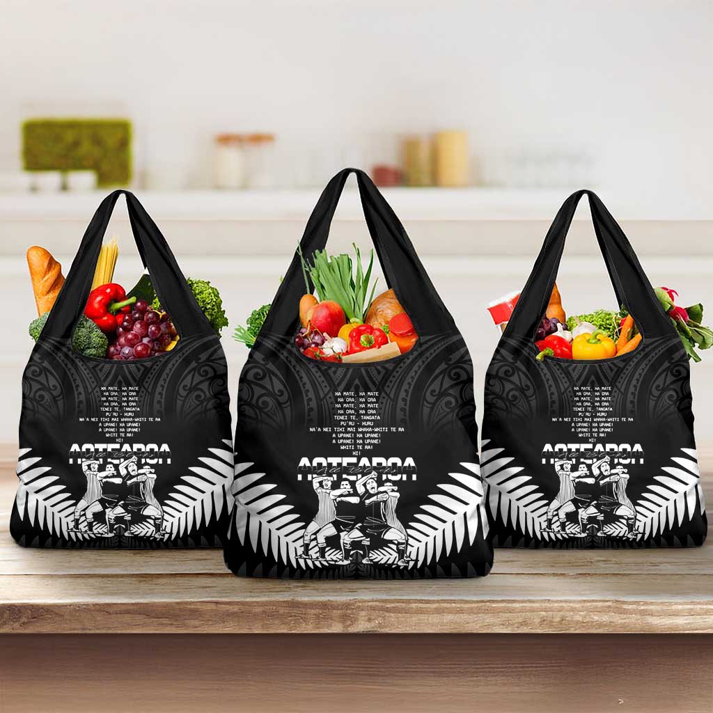 New Zealand Silver Fern Rugby Grocery Bag Haka Dance With Aotearoa Maori Pattern