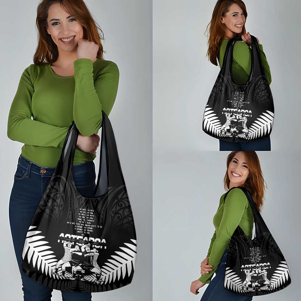 New Zealand Silver Fern Rugby Grocery Bag Haka Dance With Aotearoa Maori Pattern