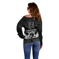 New Zealand Silver Fern Rugby Off Shoulder Sweater Haka Dance With Aotearoa Maori Pattern