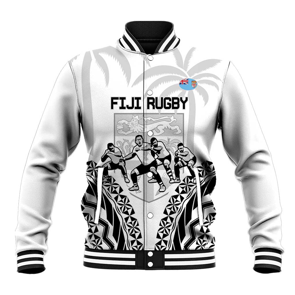 Fiji Tapa Rugby Baseball Jacket Cibi Dance With Fijian Pattern