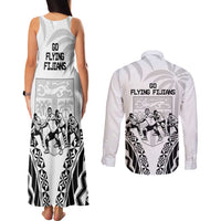 Fiji Tapa Rugby Couples Matching Tank Maxi Dress and Long Sleeve Button Shirt Cibi Dance With Fijian Pattern