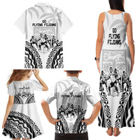 Fiji Tapa Rugby Family Matching Tank Maxi Dress and Hawaiian Shirt Cibi Dance With Fijian Pattern