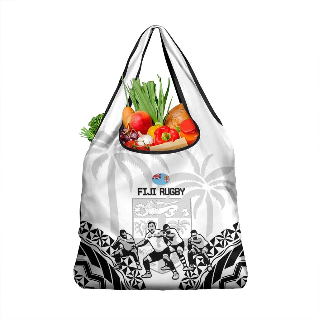 Fiji Tapa Rugby Grocery Bag Cibi Dance With Fijian Pattern