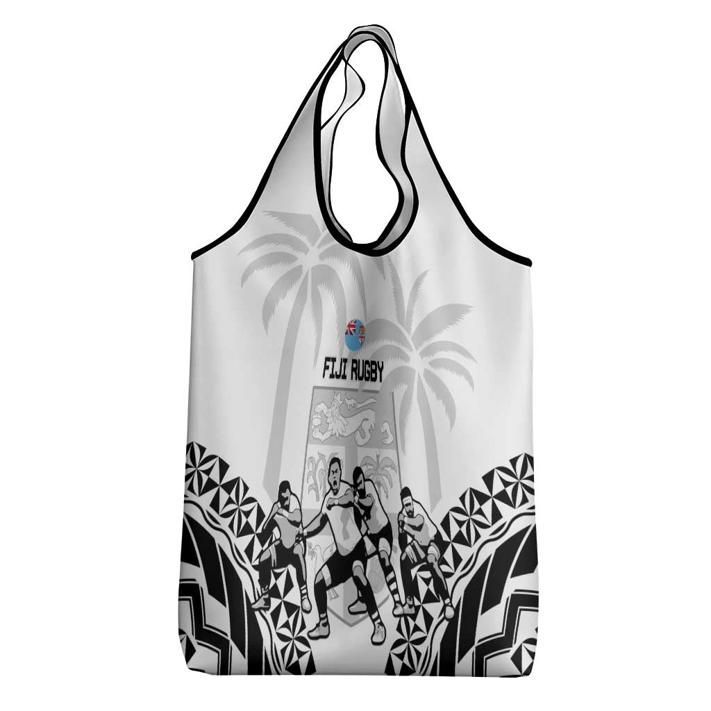 Fiji Tapa Rugby Grocery Bag Cibi Dance With Fijian Pattern