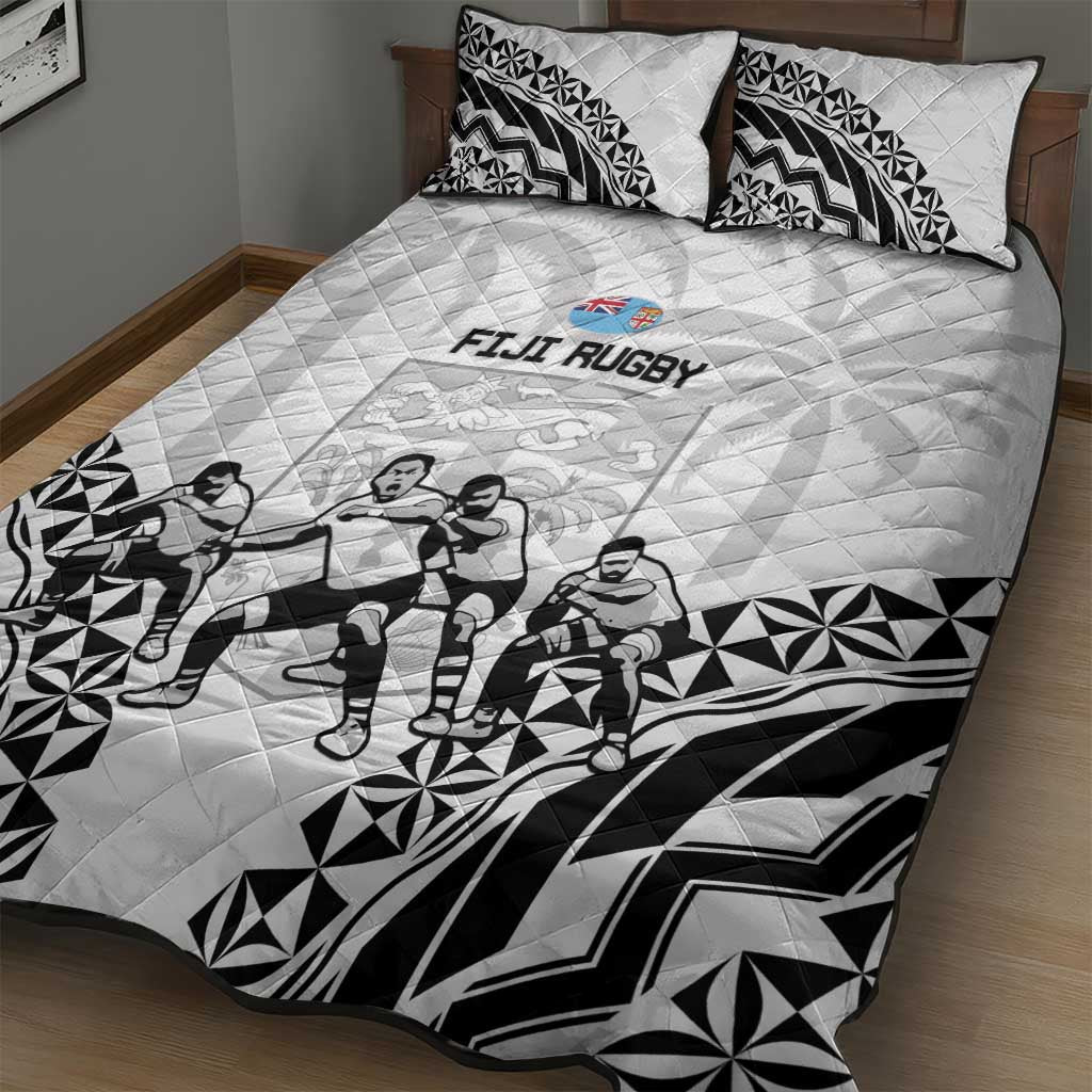 Fiji Tapa Rugby Quilt Bed Set Cibi Dance With Fijian Pattern